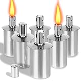 Zhulerzil Stainless Steel Torch Canister - 12oz Metal Table Top Torches for Outside - Torch Replacement Canisters with Wick and Covers - Outdoor Torch Patio Yard Holiday Lamp Lighting