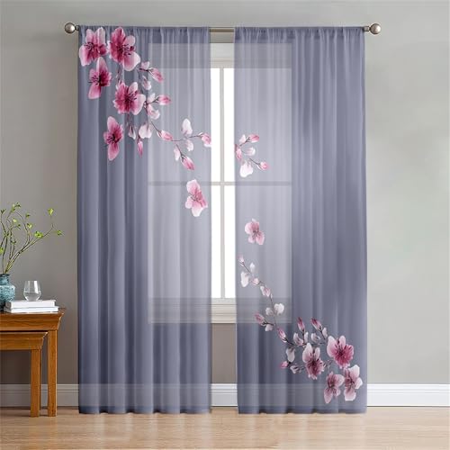 Surwin Translucidas Cortinas Salon, Estilo Japonés Simple 2 Piezas Cortina, Cocina Dormitorio Cortinas y Moderno Visillos Visillos Cortos para Ventanas (Gris,140x244cm)