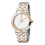 White Tone Dial Just Cavalli Damen Analog Quarz Uhr mit Edelstahl Armband JC1L047M0095