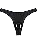 FEESHOW Mens Smooth G String Thongs Open Front Underwear Medium Black
