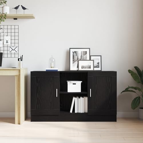 Aparador negro efecto roble con gran espacio de almacenamiento interno 5