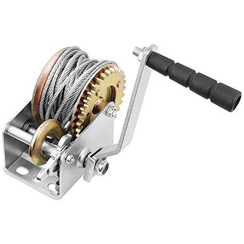 Abuff Heavy Duty Hand Winch, 600lbs Hand Crank Strap Cable Gear Winch