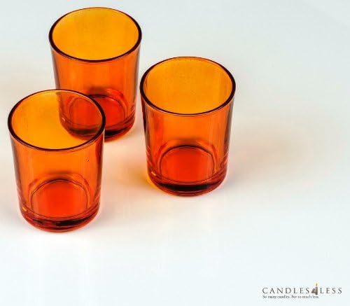 Candles4Less - Amber Glass Votive Candle Holders (Set of 72), Bulk Package of Heavy Duty Amber Votive holders perfect for any events