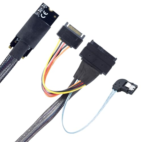 Cable M.2 M-Key SFF-8643 a U.2 SFF-8639 con SATA 15Pin, 7Pin 0.5m