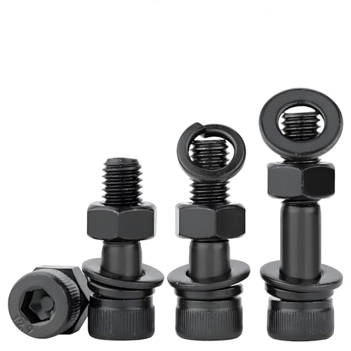 Treer 4-Set Tornillos de cabeza hueca hexagonal M12 con roscas parciales con tuercas y arandelas de acero de aleación, óxido negro, grado 12.9, Pernos Allen (M12x100mm)