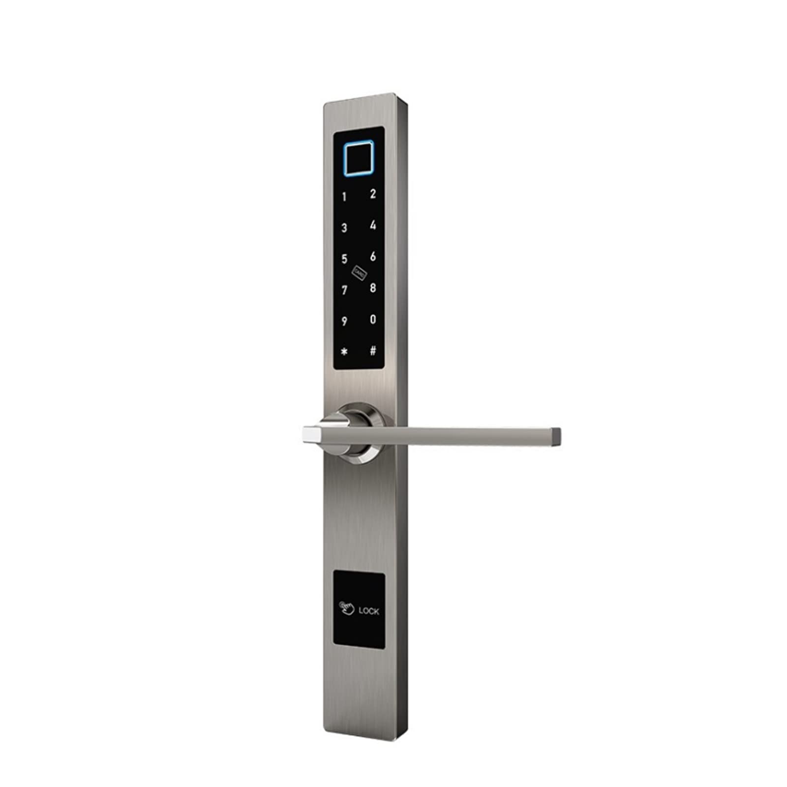 Myxjx Silver Door Lock, Ttlock Biometric Fingerprint Lock/Smart Ic Card/Password/Key Unlocking/Usb Emergency Charging/App(Silver)