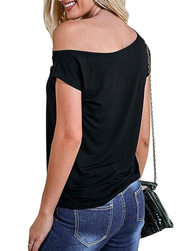 Remidoo Women Off The Shoulder Tops Short Sleeve T-Shirt Casual Blouse2