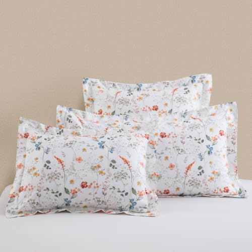 DAUAOTO 20"x36" King Size Pillowcases, Cotton Shams Pillow Cover 2 Pieces Set, Farmhouse Pattern, Botanical Garden