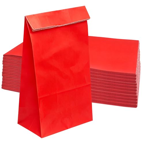 Jexila 36 Pack Small Paper Gift Bag Red Party Favor Bag for Goodie Bakery Lunch Bag DIY Birthday Christmas Valentine & Mothers Day Paper Gift Wrapping