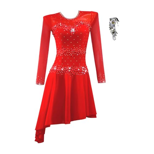 Robe de danse latine avec strass pour compétition de salon sur mesure