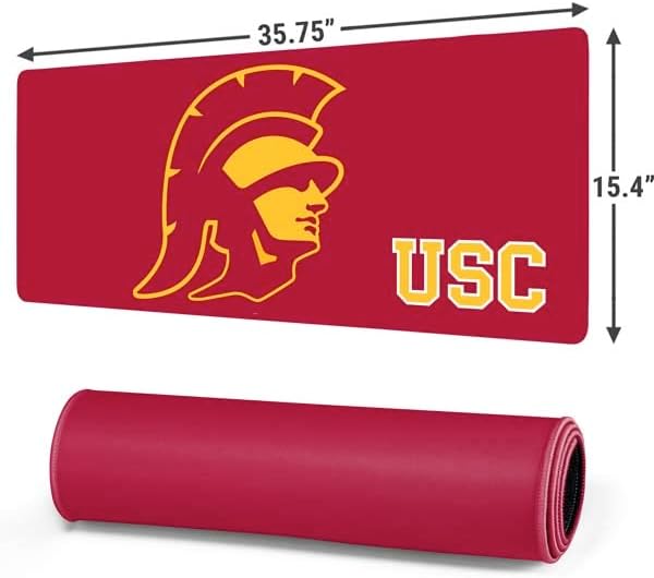Skinit Extra Large Gaming Mouse Pad - Officially Licensed USC Gold Trojan Mascot Design with Stitched Edges, Waterproof, Non-Slip Rubber Base, Desk Mat for Keyboard & Mouse, 35.75" x 15.4" inches