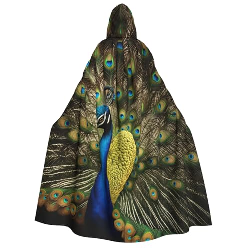 Cape à capuche plumes de paon déguisement vampire magicien chevalier
