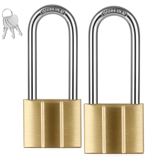 Diyife Cadenas Clé [2 Pack & 6 Clés], Cadenas en Laiton, Cylindre de Serrure à 5 Goupilles Cadenas Long, pour Casier Ecole, Vestiaire, Garage Portes, Entrepôts, Boîte à Outils, Armoire - 40mm