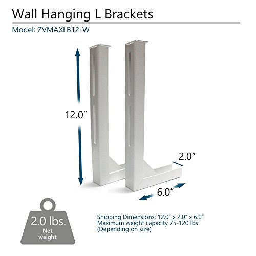 Elite Screens 12" White Projector Screen L-Brackets, Reinforced Single Metal Welded Construction, Wall Or Ceiling Mount - Includes Hooks And Hardware, Model: Zvmaxlb12-W #TOP1