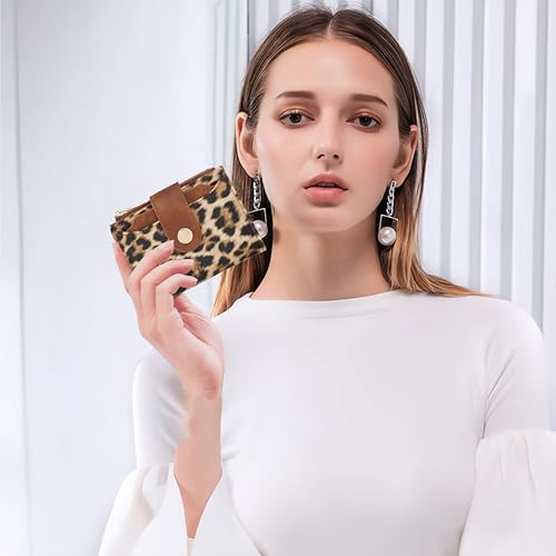 Image of Small Womens Wallet,Bifold Leather Wallet for Women RFID Card Holder Ladies Compact Pocket Wallet for Crossbody Bag (Leopard)