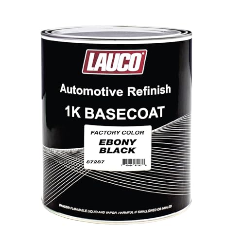 LAUCO Black 1K Basecoat Automotive Paint – Factory Color Match Ebony – 1 Gallon – Spray Gun Ready – Deep Black Finish – Mixing Ratio 1:1 – Auto Body Refinish- 87287
