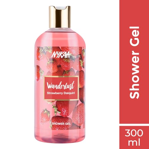 Image of Wanderlust Strawberry Daiquiri Shower Gel, 250 ml| Nourishes & Hydrates| Gentle Cleanser| Sweet Smell of Strawberry |Enriched With Aloe Vera| Paraben-Free, Vegan Formula| Suitable for All Skin Types | Nourishes & Hydrates, Enriched With Aloe Vera, Paraben-Free, Vegan Formula, Suitable for All Skin Types