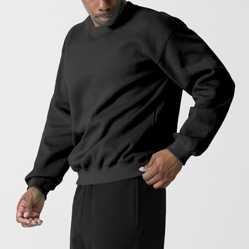 GIVON Men’s Crewneck Sweatshirt – Lightweight Fleece Loose Pullover Drop Shoulder Soft Cotton Blend2