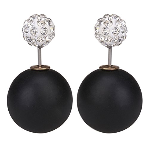 LackingOne Vintage Classic Button Pearl Studs Earrings Ball Earrings Color Matte Black