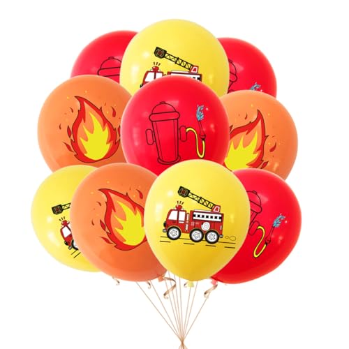 24 globos de látex de bombero de 30,5 cm, globos de látex para cumpleaños, decoración de fiesta (firetruck)