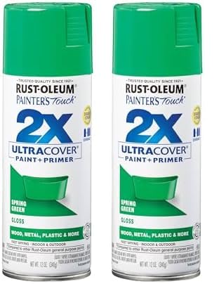 Rust-Oleum 334055 Painter's Touch 2X Ultra Cover Spray Paint, 12 oz, Gloss Spring Green (Pack of 2)