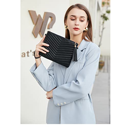 Trendy Vegan Leather Shoulder Purses, Clutch Wallet with Wristlet Strap,Small tassel Crossbody Bags for Women4