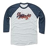 500 LEVEL Javier Baez 3/4 Sleeve T-Shirt (Baseball Tee, Medium, Indigo/Ash) - Javier Baez Detroit El Mago Font