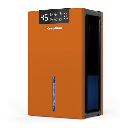 Luftentfeuchter Elektrisch 2800ml, 28dB Leiser Energiesparender Raumentfeuchter mit Filter, für Keller Wohnung Schlafzimmer, Entfeuchter mit Automatischer Abschaltung, LED Anzeige, Timer, Orange