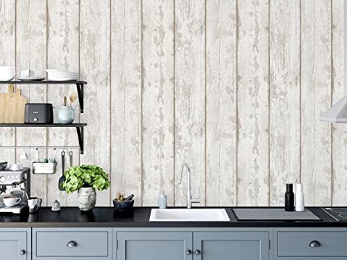 Arthouse ArtiSTICK White Washed Wood - Peel and Stick Self Adhesive Wallpaper 6m/19.6 Foot Long - Great for Upcycling Furniture - Cabinets Kitchen Drawers Shelves - Peel & Stick 300205
