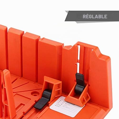 Boîte à onglets en plastique, Boîte à Onglets de Serrage à Angles Multiples en Plastique ABS Boîte de scie à onglet réglable pour couper les plinthes 0°, 22,5 °, 45 ° et 90 ° 14 Pouces