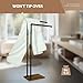 Hjarta 40 Inch Free Standing Towel Racks for Bathroom, Black Towel Holders with Wooden Base, 2-Tier Freestanding Towel Holder Stand for Bath Towel Sheet