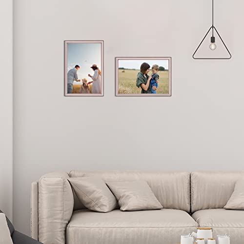 Autjvy 5X7 Picture Frame Rose Gold Brushed Modern Simple Thin Aluminum Metal Photo Frame With Hd Real Glass, Display For Tabletop And Wall Collage. (2 Pack) #TOP5