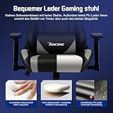 Homimaster Gaming Stuhl, Bürostuhl Ergonomisch mit verstellbare Lendenkissen, Kopfkissen und Armlehnen,Gaming Chair Gepolstert,Gamer Stuhl Wippfunktion,Gaming Stuhl 150 kg Belastbarkeit