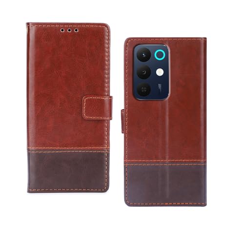 Image of amazon basics Realme 15X 5G Flip Cover | Card Pockets Wallet & Stand | Flip Cover for Realme 15X 5G (Tan and Coffee)