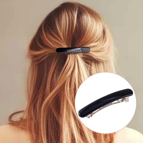 10 pinzas para el cabello ovaladas negras 6.3 cm miniatura 5