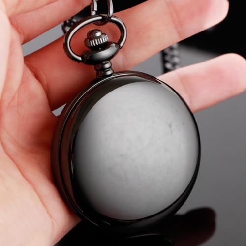 Image of Smooth Pocket Watch Alloy Steel Quartz Roman /Arabic Numerals with 37cm Chain for Father's Day Xmas Best Gifts