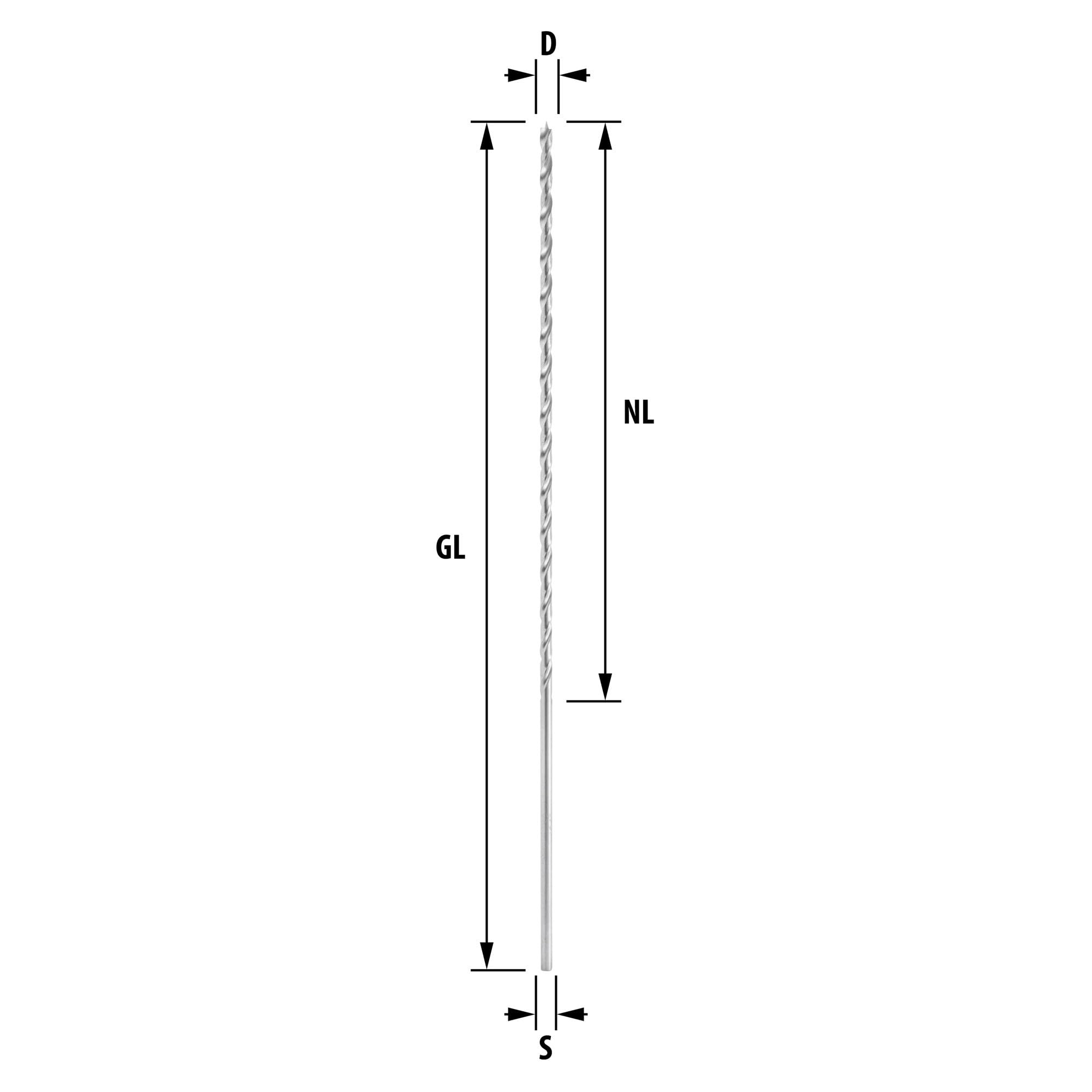 Mèche Hélicoïdale ENT 41044 Diamètre 17mm - Longueur Coupe 165mm, Queue Hex 12mm - Pour Bois Tendres Et Durs Foret Bois Profond Queue Hexagonale