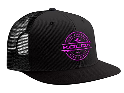 Koloa Surf Thruster Logo Mesh Back Trucker Hat in Black with Pink Logo