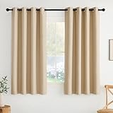 NICETOWN Biscotti Beige Privacy Drapes - Grommet Top Thermal Insulated Shades for Bedroom, Yard, Closet, Pantry, Garage - Lightweight, 2-Pack, W52 x L63