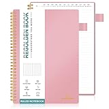 Regolden-Book Undated Spiral Notebook, Ruled Journal Notebook for Note Taking, Thick Paper Lined Spiral Notebook with Pen Holder 160 Pages 7x10, for Men & Women School/College/Work/Office (Pink)
