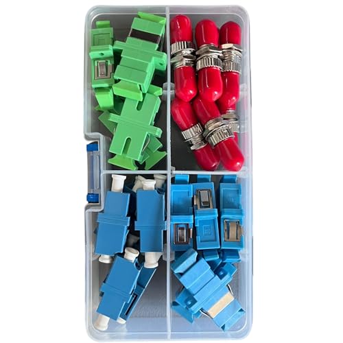 Image of Fibershack - Fiber Optic Coupler Kit - Fiber Optic Connector Kit Includes 26 Fiber Optic Couplers - for ST LC SC /APC SC Cables - Includes Hard Plastic Snap Lock case