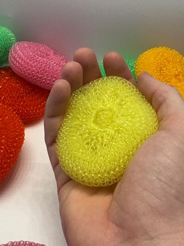 Image of MIDELONG Plastic Dish Scrubbers Scouring Pad for Kitchen Cleaning with Poly Mesh, Assorted Colors, 10 Count