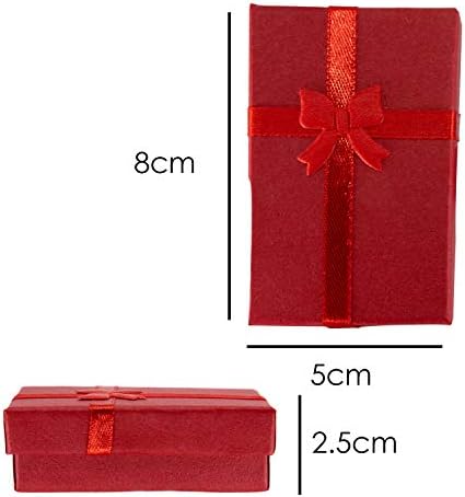 TRIXES Jewellery Gift Box x12 - Elegant Bow Gift Boxes- Luxury Rectangular Bow Gift Boxes For Jewellery Presentation with Foam Insert Necklace Box Small Gift Box Jewellery Gift Boxes