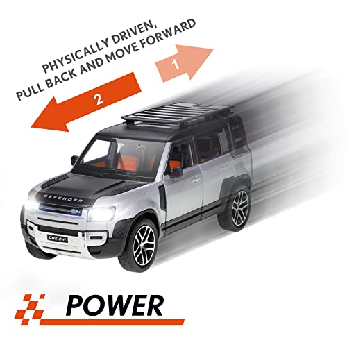 1/24 Diecast Model Car Pullback Vehicle Toy Collection For Land Rover New Defender 110, Kids Gift, With Sound And Light #TOP4