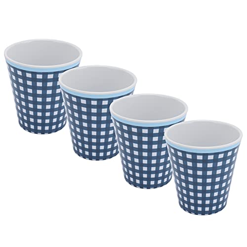 Juego de Tazas de Melamina, Rejilla Azul Oscuro, Hermosa, Práctica, Resistente, Leche, Agua, Bebida, Taza de té para Restaurante y Escuela