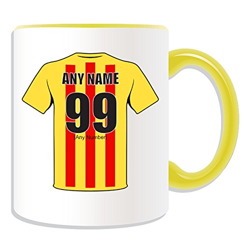 Taza Personalizable Con Diseño De Equipo De Fútbol (temática Del Club De Fútbol, Opciones De Color) – Cualquier Nombre/mensaje En Su Taza única – The Jags Harry Wraggs Maryhill Magyars, Cerámica, Amarillo