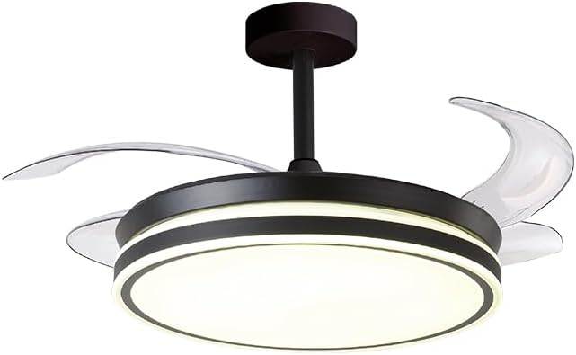 BEL AIR HOME - Ventilatore da soffitto con pale retrattili, motore DC silenzioso, luce LED 36 W, 3 temperature di colore, telecomando, modalità inverno, design moderno (nero)
