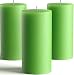 Set of 3 Green Pillar Candles 3" x 6" - Unscented Fragrance-Free Candles for Weddings, Decoration, Restaurant, Spa, Church - Smokeless & Dripless by Melt Candle Company