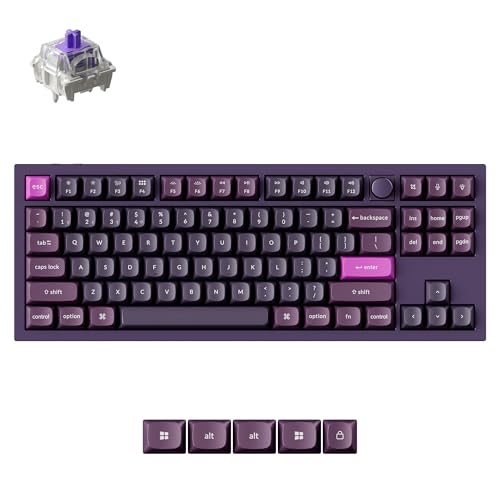 Image of Keychron Q3 HE Wireless Custom Gaming Keyboard, 80% TKL Rapid Trigger, 2.4 GHz /Bluetooth /Wired, QMK Aluminum RGB Gateron Double-Rail Magnetic Switch PBT Keycaps for Mac Windows Linux, Purple