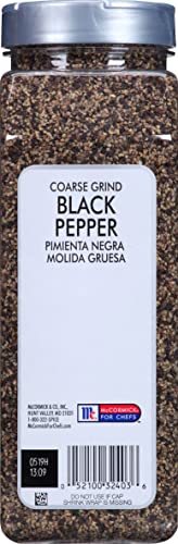McCormick Culinary Coarse Grind Black Pepper, 16 oz - One 16 Ounce Container of Coarse Ground Black Pepper Sourced for Chefs for Sharp, Woody Flavors for Grilling and Cooking